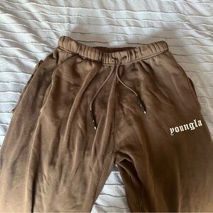 YoungLA No Cuff Sweatpants Brown Size Small